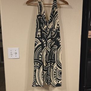 NWT Maggy London Forest Green and Ivory Backless Halter Dress